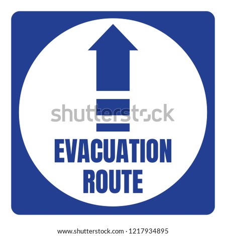 Hurricane Evacuation Route Road Sign Blue Square White Circle