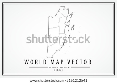 Belize Map - World Map International vector template with High detailed thin black line and outline graphic sketch style isolated on white background - Vector illustration eps 10