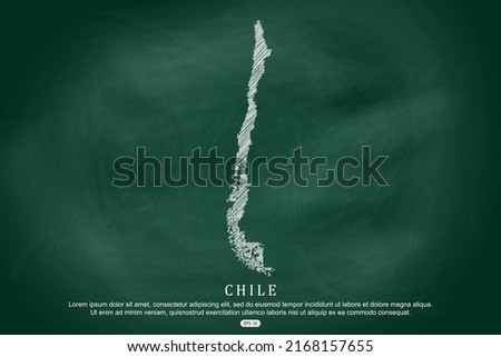 Chile Map - World Map International vector template with white outline graphic sketch and old school style  isolated on Green Chalkboard background - Vector illustration eps 10