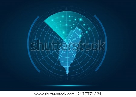 Taiwan Map - World Map International vector template with futuristic circle radar style HUD, GUI, UI interface isolated on blue background for design, infographic - Vector illustration eps 10