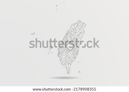 Taiwan Map - World map vector template with Abstract futuristic circuit board Illustration or High-tech technology mash line and point scales on white background - Vector illustration ep 10
