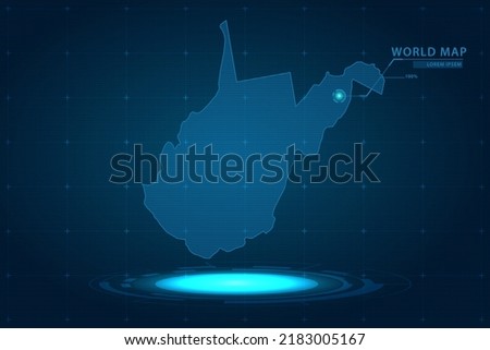 West Virginia Map - USA, United States of America Map vector template with Hologram in perspective style and HUD, GUI, UI interface isolated on blue background for design - Vector illustration eps 10
