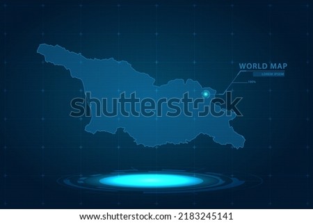 Georgia Map - World Map International vector template with Hologram in perspective style and HUD, GUI, UI interface isolated on blue background for design - Vector illustration eps 10