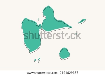 Guadeloupe Map - World map International vector template with black and green geometric shapes and lines style isolated on white background for design, infographic - Vector illustration eps 10