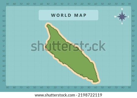 Aruba Map - World Map International vector template High detailed with green and cream color isolated on blue background including Compass Rose icon - Vector illustration eps 10