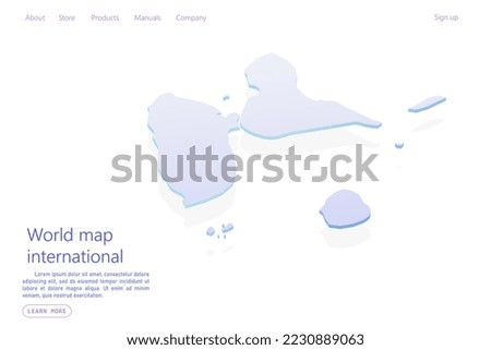 Guadeloupe Map - World map International vector template with isometric style including shadow, purple and blue color isolated on white background for design, website - Vector illustration eps 10