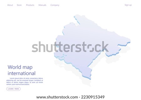 Montenegro Map - World map International vector template with isometric style including shadow, purple and blue color isolated on white background for design, website - Vector illustration eps 10