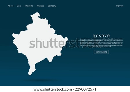 Kosovo Map - World map international vector template with 3d white color on dark blue and green gradient color background for website template design, infographic - Vector illustration eps 10