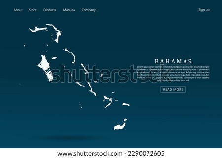 Bahamas Map - World map international vector template with 3d white color on dark blue and green gradient color background for website template design, infographic - Vector illustration eps 10