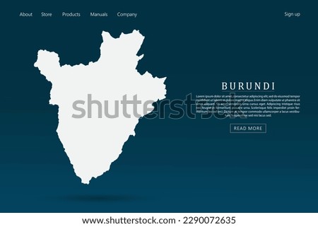 Burundi Map - World map international vector template with 3d white color on dark blue and green gradient color background for website template design, infographic - Vector illustration eps 10