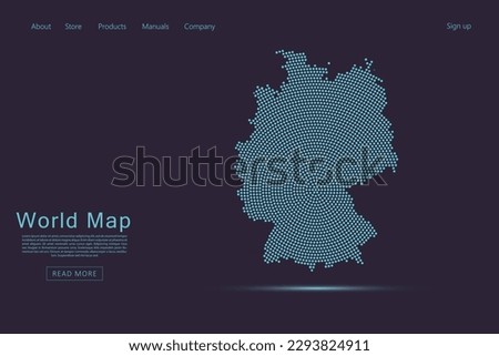 Germany Map - World map vector template with blue dots, grid, grunge, halftone style isolated on dark purple background for website, infographic, technology design - Vector illustration eps 10