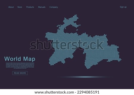 Tajikistan Map - World map vector template with blue dots, grid, grunge, halftone style isolated on dark purple background for website, infographic, technology design - Vector illustration eps 10