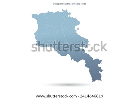 Armenia Map - World Map International vector template with High detailed including grey and blue gradient color and white outline color isolated on white background - Vector illustration eps 10