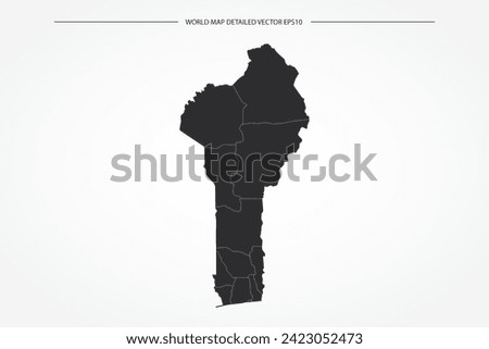 Benin Map - World Map International vector template with High detailed with black and white outline color isolated on white background - Vector illustration eps 10