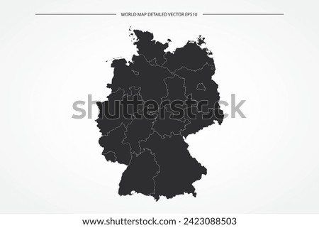 Germany Map - World Map International vector template with High detailed with black and white outline color isolated on white background - Vector illustration eps 10