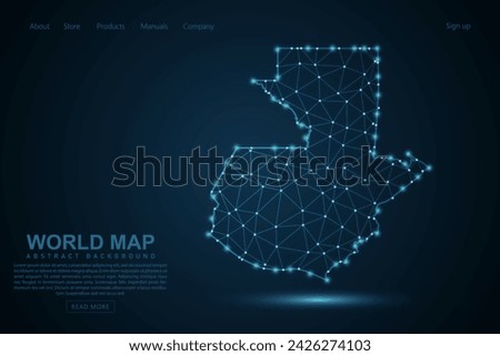 Guatemala Map - World Map mash line and point scales on blue technology background. Wire Frame 3D mesh polygonal network line, design sphere, dot and structure - Vector illustration eps 10