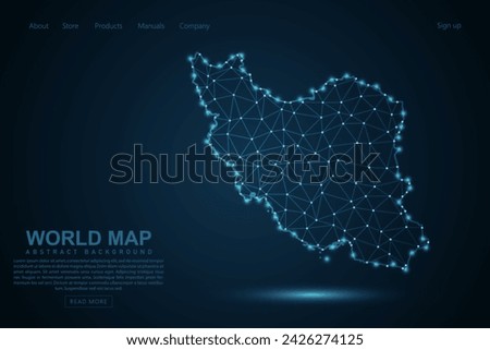 Iran Map - World Map mash line and point scales on blue technology background. Wire Frame 3D mesh polygonal network line, design sphere, dot and structure - Vector illustration eps 10