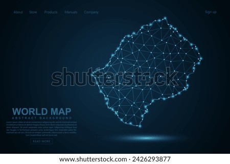 Lesotho Map - World Map mash line and point scales on blue technology background. Wire Frame 3D mesh polygonal network line, design sphere, dot and structure - Vector illustration eps 10