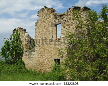 Ruins of an old house in the countryside
