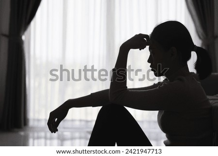 Similar – Image, Stock Photo anxiety Woman portrait