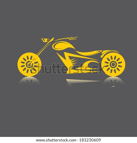 vector orange Silhouette of classic motorcycle. motorcycle flat icon
