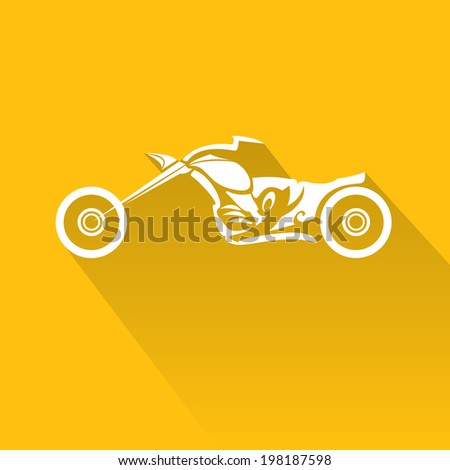 vector Silhouette of classic motorcycle on orange background. motorcycle flat icon