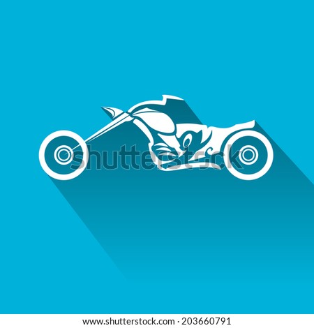 vector Silhouette of classic motorcycle on blue background. motorcycle flat icon. freedom concept