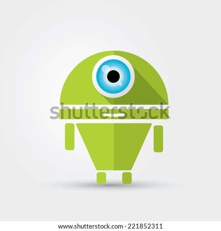 Cartoon Character Cute Robot Isolated on Grey Gradient 