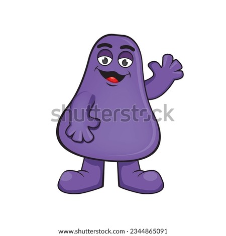 Vector purple Grimace shake fast food mascot isolated on white. Grimace shake sticker , label and print. Grimace violet monster clip art and vector print image