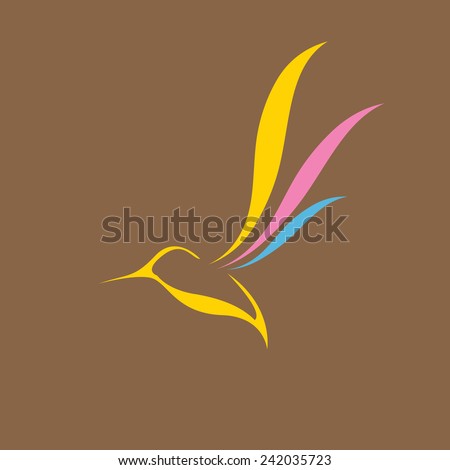 Color Bird abstract flying icon design template