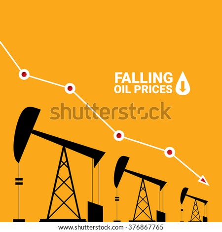Oil price falling down graph illustration. vector illustration background