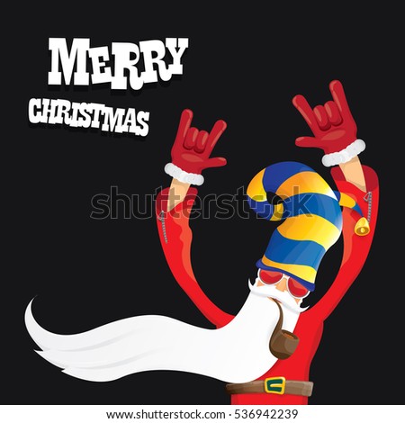 vector rock n roll santa claus with smoking pipe, santa beard and funky santa hat. Christmas hipster poster for party or greeting card. vector bad santa xmas poster background