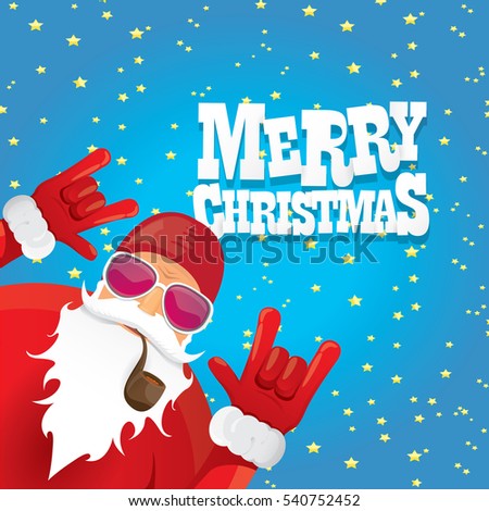 vector rock n roll santa claus with smoking pipe. Christmas hipster poster for party or greeting card. vector bad santa xmas poster background