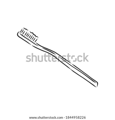 Toothbrush with paste. Vector drawing. toothbrush, vector sketch illustration