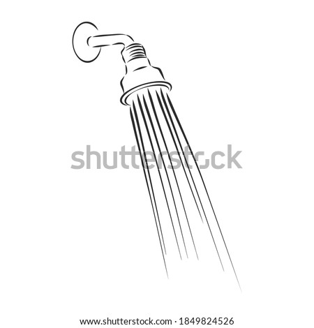 Hand-drawn sketch of shower head on a white background. Bathroom appliances. Bathroom equipment, shower head, vector sketch illustration