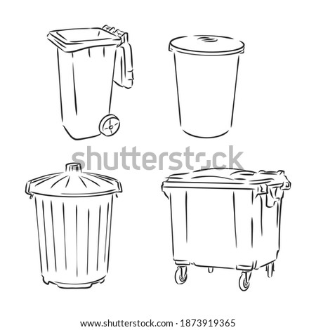 trash bin in doodle style. trash can vector sketch illustration