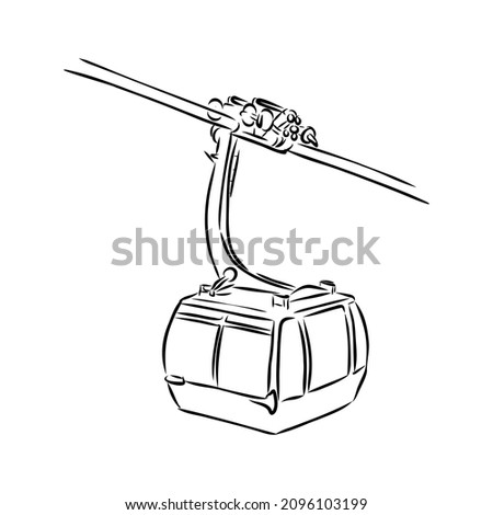 Cable car graphic mountain black white landscape sketch illustration vector