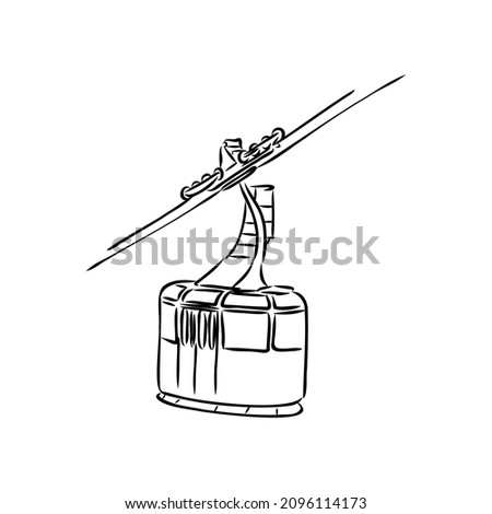 Cable car graphic mountain black white landscape sketch illustration vector