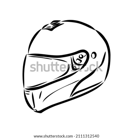 Motorcycle helmet hand drawn outline doodle icon. Motorbike protection and speed, safety equipment concept. Vector sketch illustration for print, web, mobile and infographics on white background.