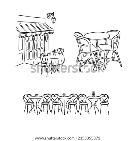 Similar – Image, Stock Photo Bistro street cafe chairs and tables parked in lockdown