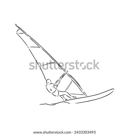 Windsurfing sketch. Vector illustration. windsurfing vector