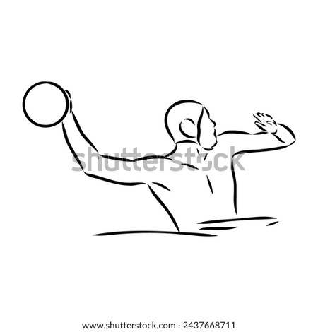 stylized sketch of water polo illustration of a water polo player throwing ball set