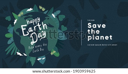 Earth Day. International Mother Earth Day. Earth in green. Environmental problems and environmental protection. Flat vector illustration.