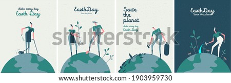 Earth Day. Caring for Nature. International Mother Earth Day. Environmental problems and environmental protection. Vector illustration. Set of vector illustrations
