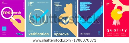 A set of icons, checking and research. Simple vector flat illustration. Background for social media, poster, banner. Сток-фото © 
