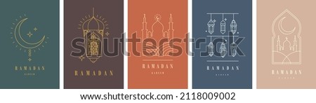 Ramadan Kareem. Islamic greeting card template with ramadan for wallpaper design. Poster, media banner. A set of vector illustrations.