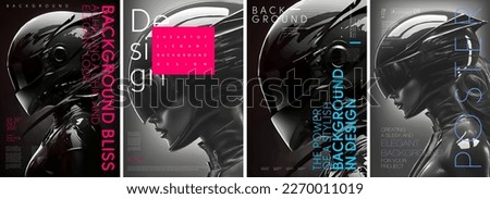 Elegant style background. Black glossy helmet. luxury background. Typography design and vectorized 3D illustrations on the background.