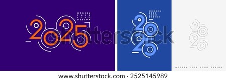 A modern 2025 logo design featuring bold orange and blue circular elements with clean geometric lines. Perfect for use in banners, media covers, or promotional materials.