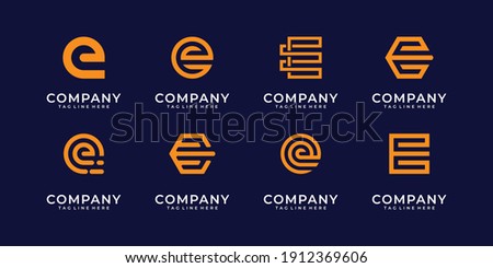 Set of creative monogram letter e logo design template. the logo can be used for business company.