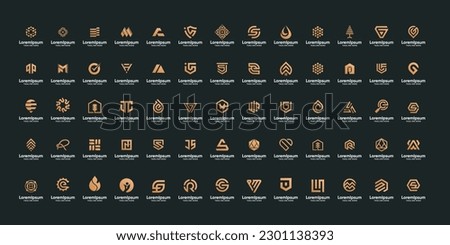 Mega abstract golden logo collection